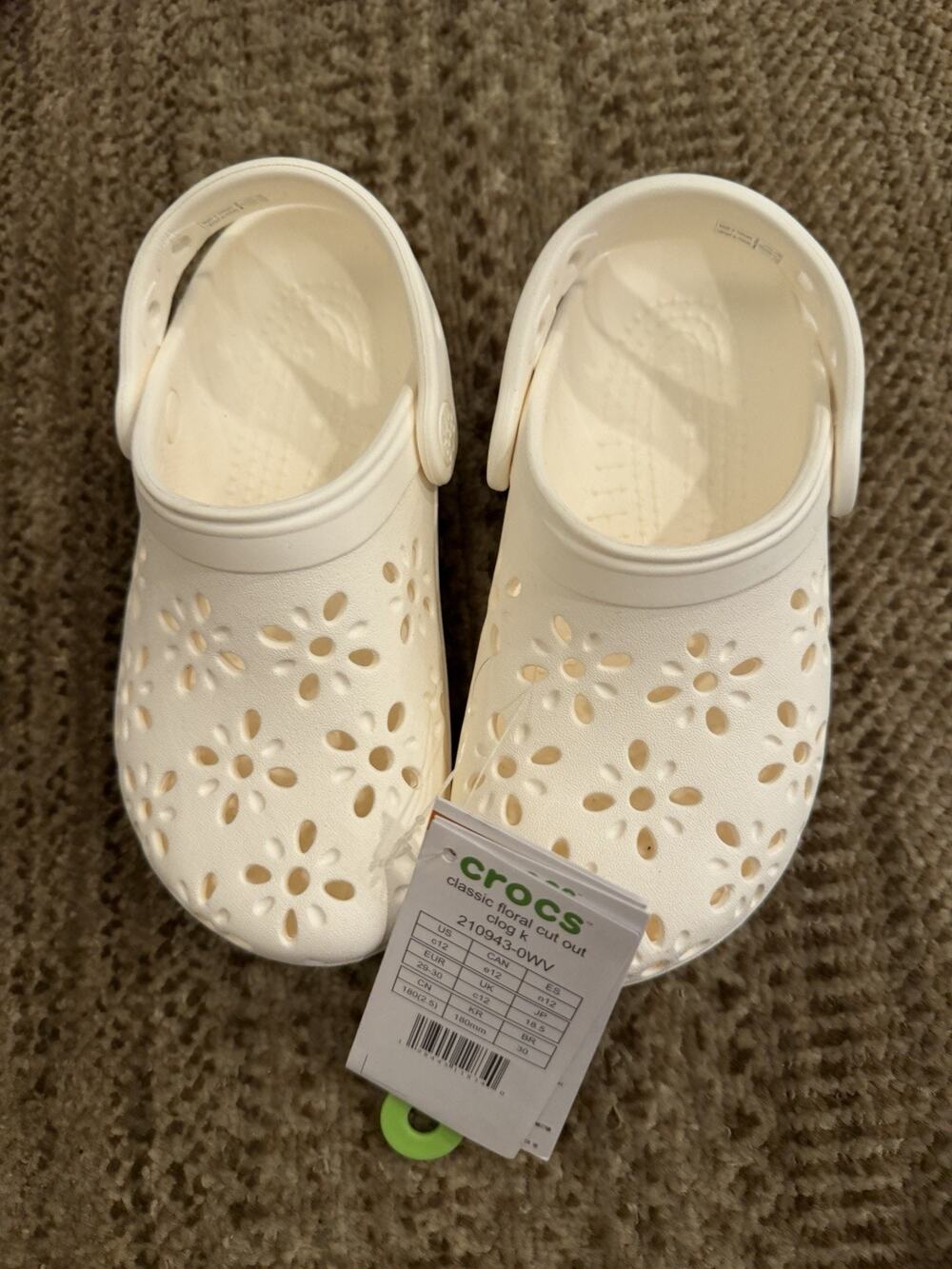 Crocs White Floral Little Kids Sz 12c NWT